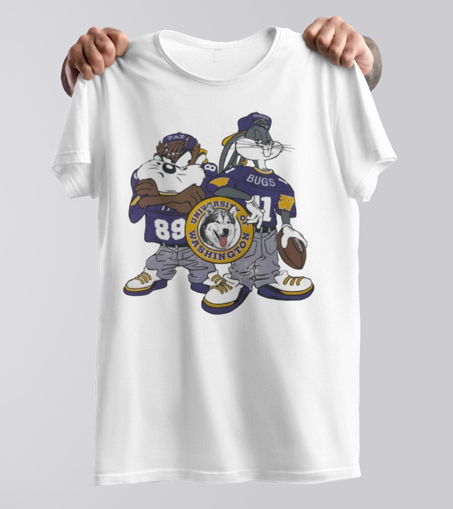 Taz And Bugs Bunny University Of Washington Huskies Football 89 11 T-Shirt