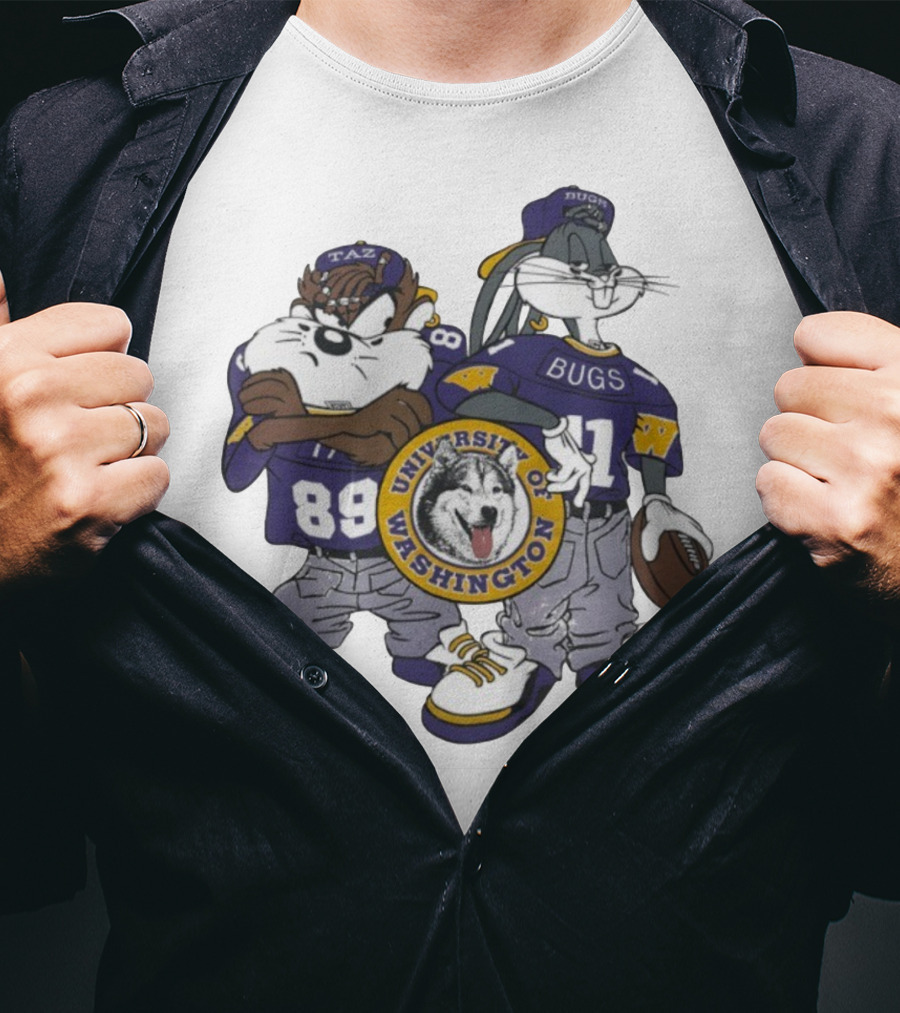 Taz And Bugs Bunny University Of Washington Huskies Football 89 11 T-Shirt