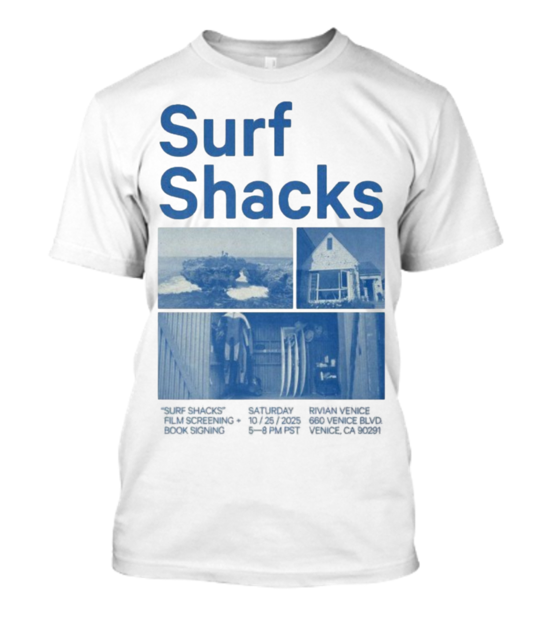 Surf Shacks Oct 25 2025 Venice CA Beach Surfboards Coastal Homes T-Shirt