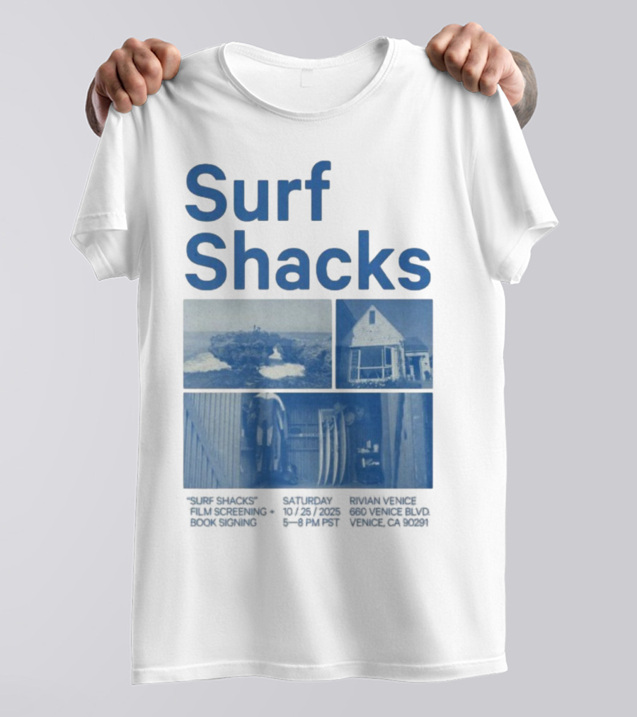 Surf Shacks Oct 25 2025 Venice CA Beach Surfboards Coastal Homes T-Shirt