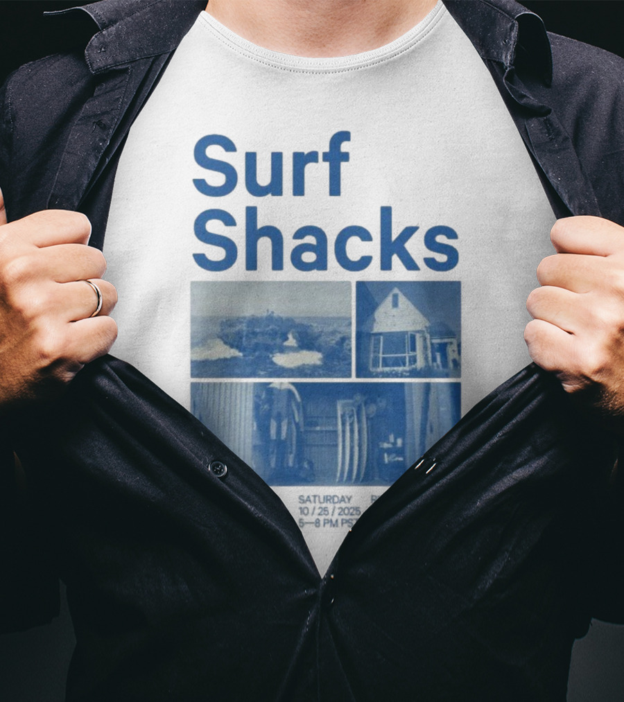 Surf Shacks Oct 25 2025 Venice CA Beach Surfboards Coastal Homes T-Shirt