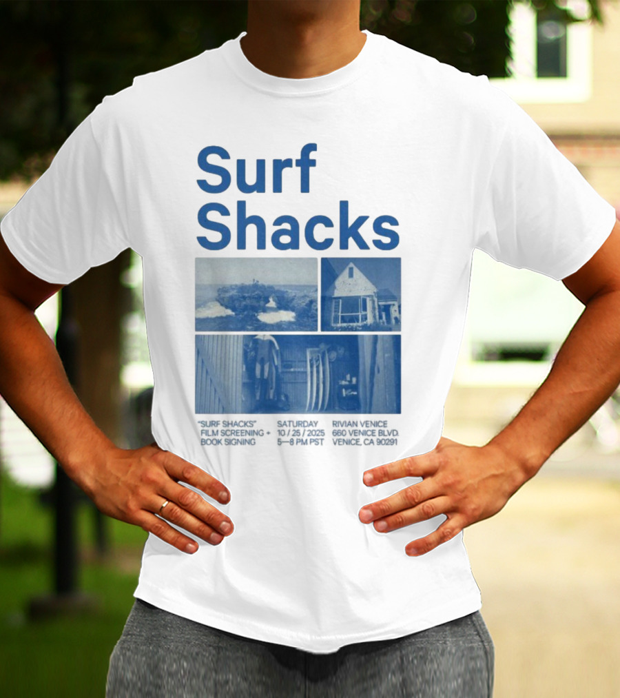 Surf Shacks Oct 25 2025 Venice CA Beach Surfboards Coastal Homes T-Shirt