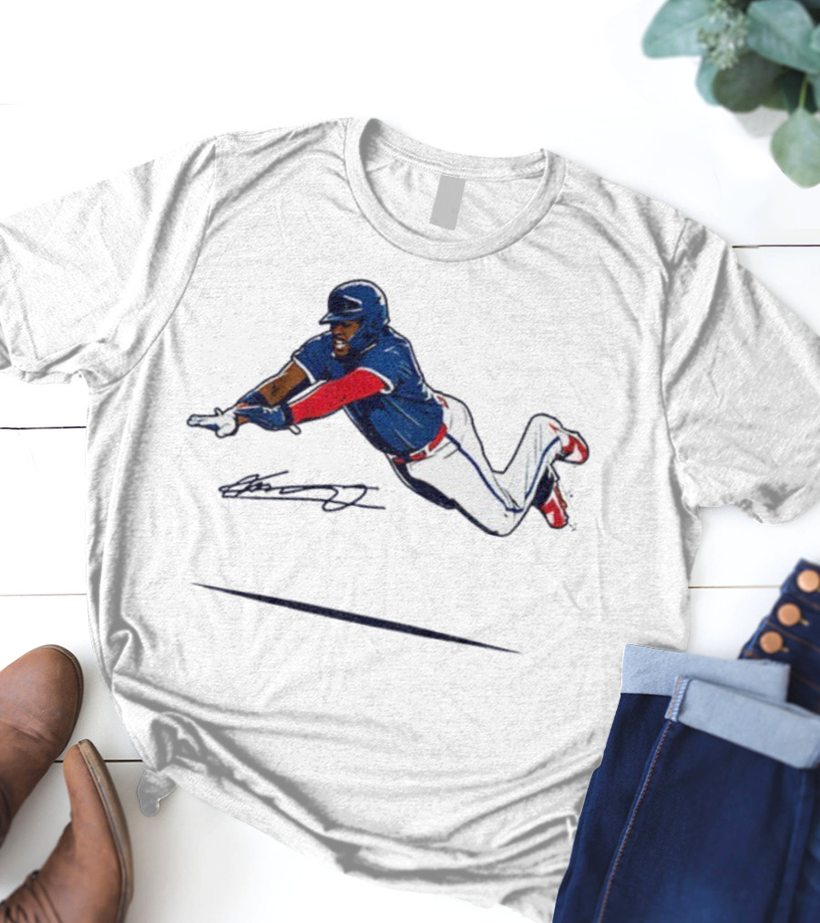 Vladimir Guerrero Jr Superman Flying Slide Toronto Blue Jays Signature T-Shirt