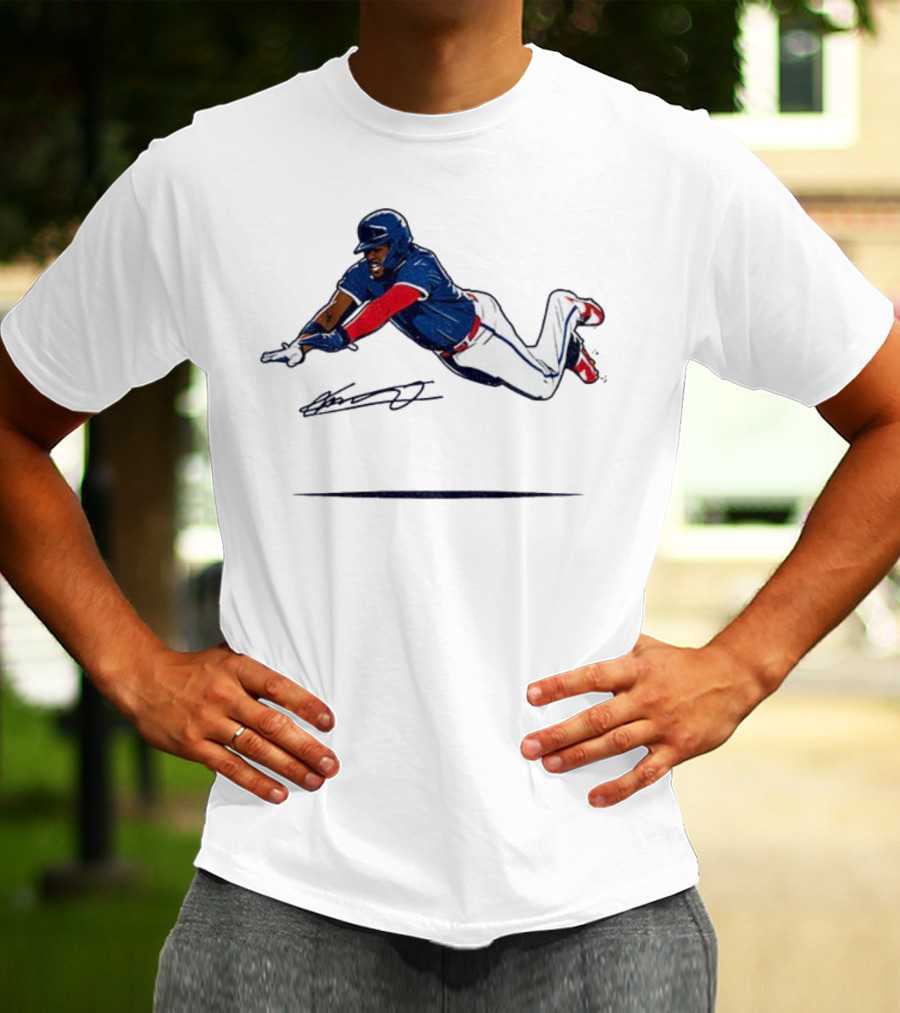 Vladimir Guerrero Jr Superman Flying Slide Toronto Blue Jays Signature T-Shirt