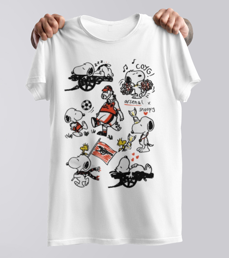 Arsenal Snoopy Football Soccer Icon Collaboration T-Shirt