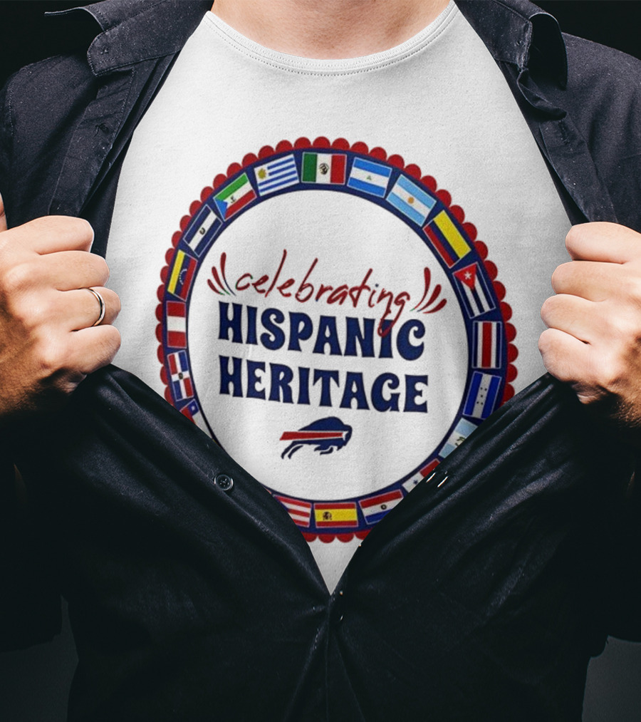 Celebrating Hispanic Heritage Buffalo Bills Flags Circle T-Shirt