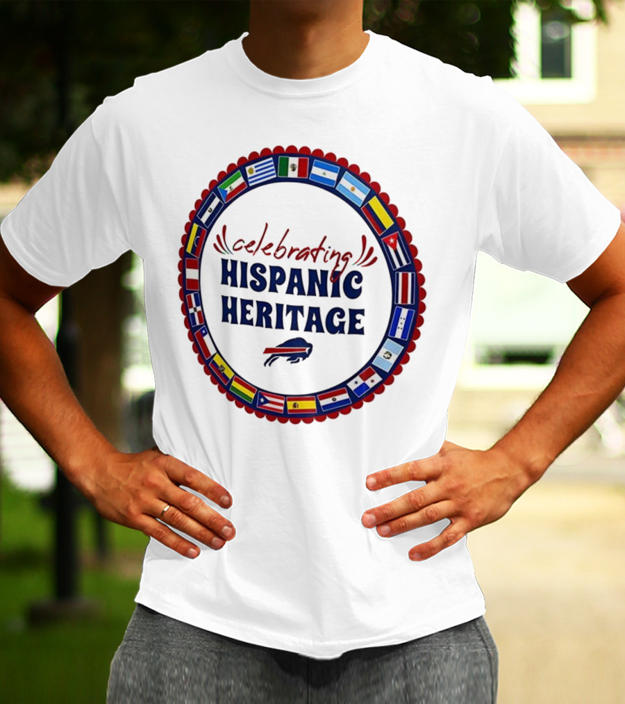 Celebrating Hispanic Heritage Buffalo Bills Flags Circle T-Shirt