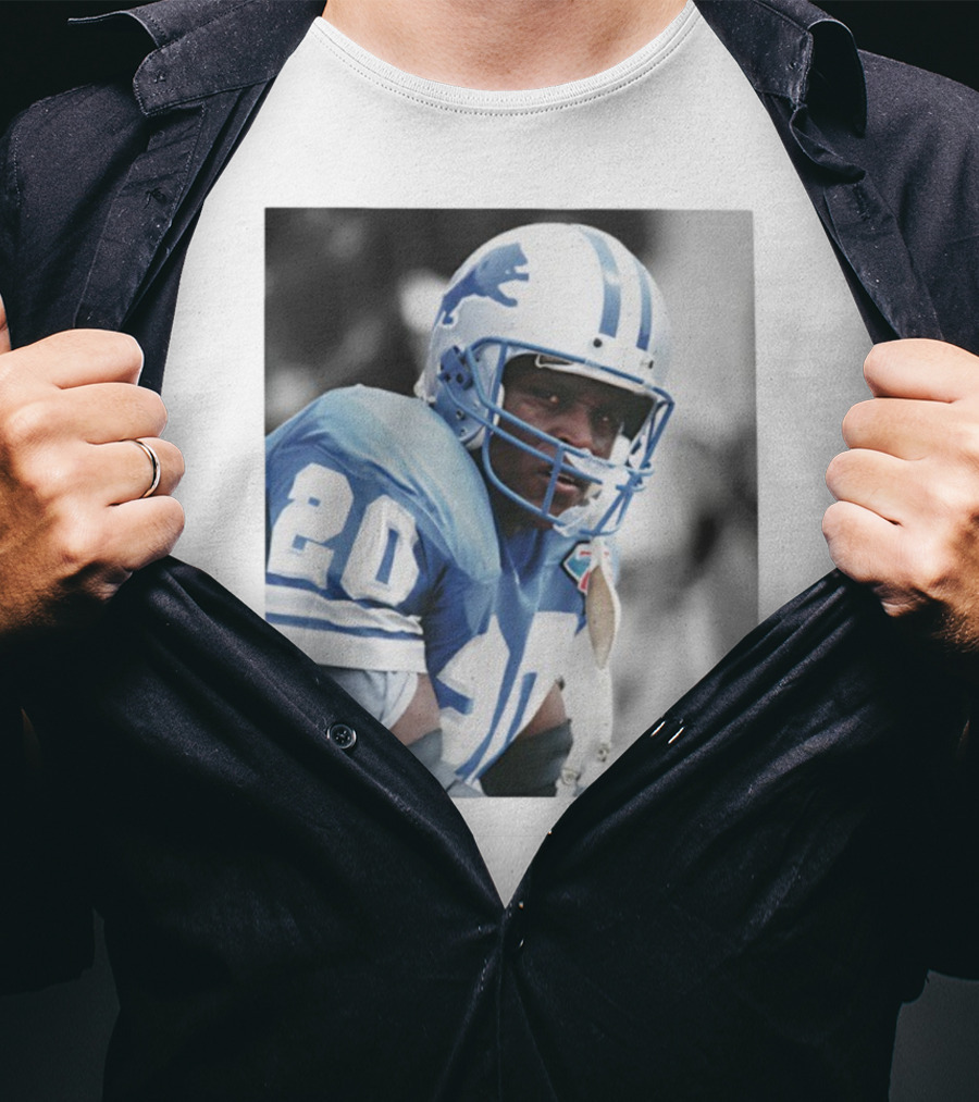 Barry Sanders Detroit Lions Number 20 Pay Homage NFL Player Memorabilia T-Shirt