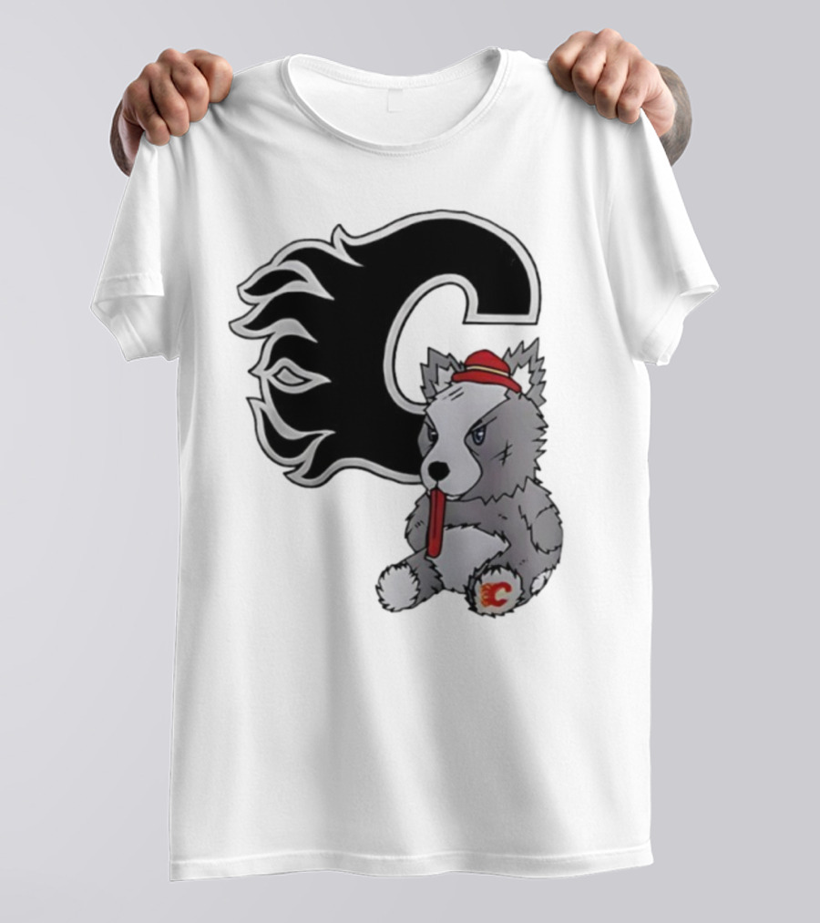 Calgary Flames Harvey The Hound With C Flame Logo T-Shirt
