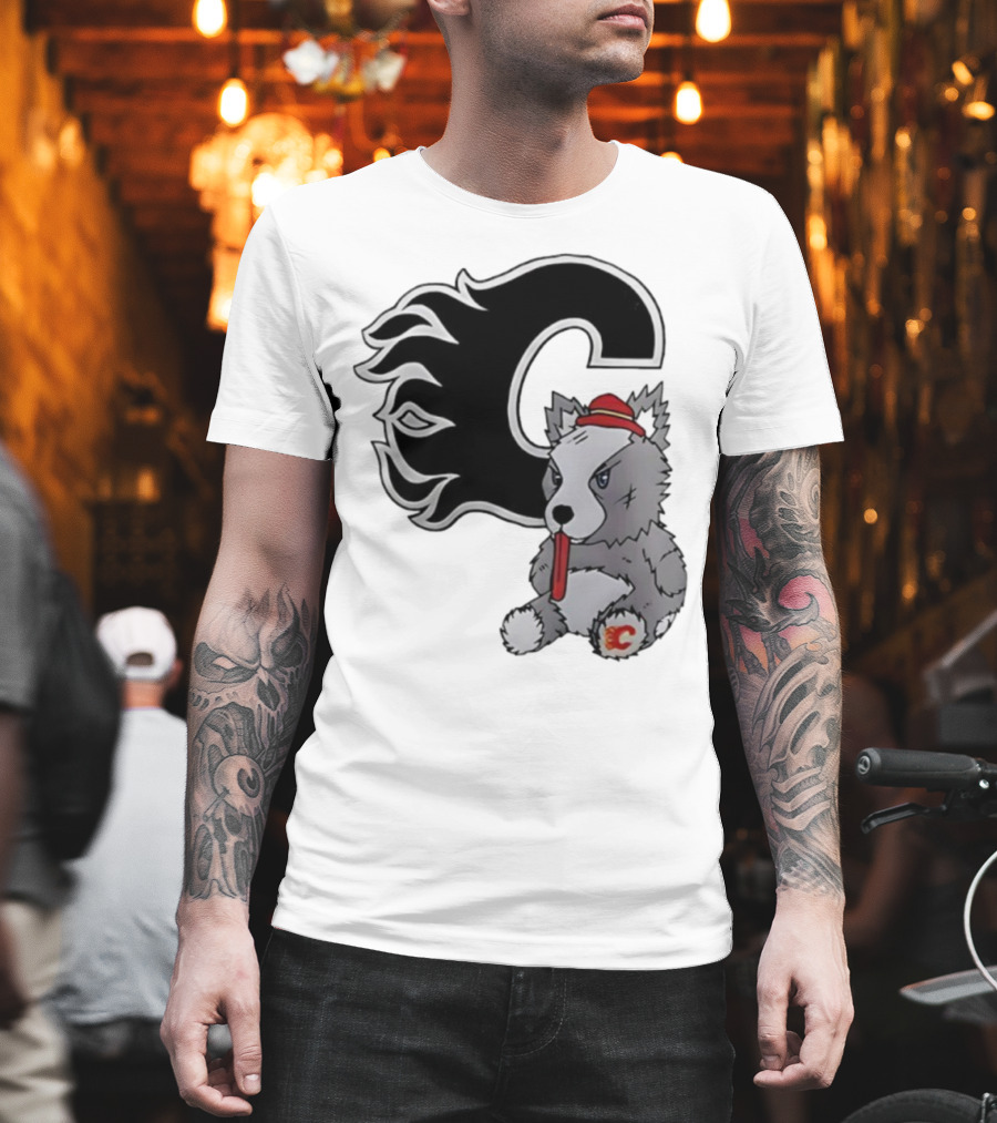 Calgary Flames Harvey The Hound With C Flame Logo T-Shirt