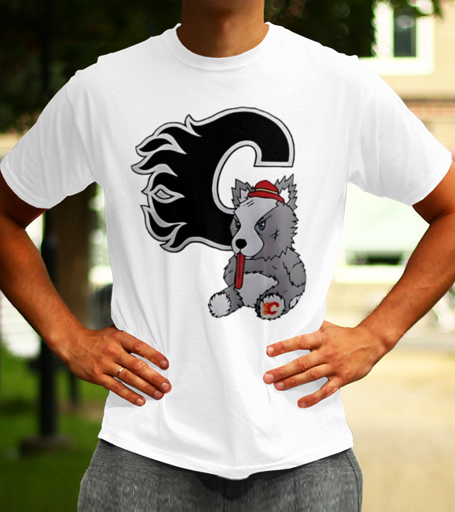Calgary Flames Harvey The Hound With C Flame Logo T-Shirt