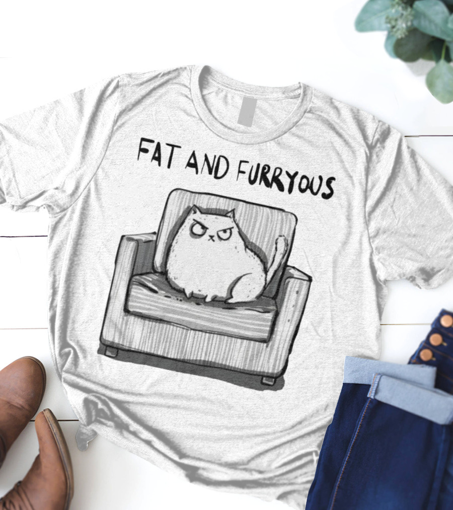Fat And Furrous Cat On Chair T-Shirt