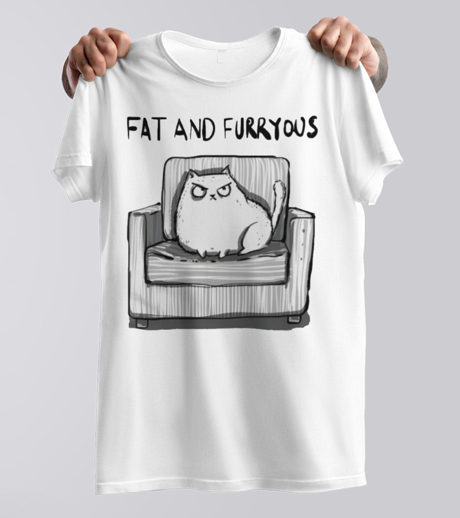 Fat And Furrous Cat On Chair T-Shirt