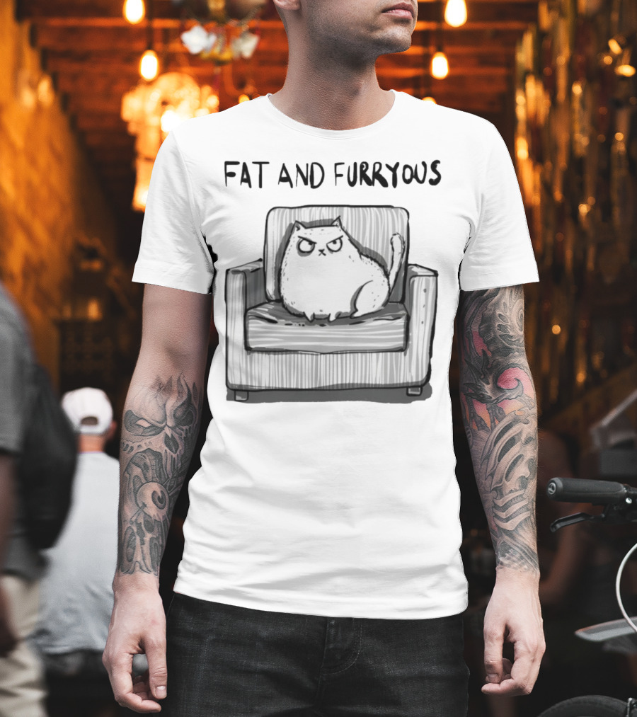 Fat And Furrous Cat On Chair T-Shirt