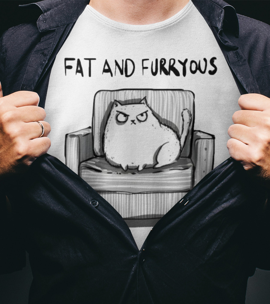 Fat And Furrous Cat On Chair T-Shirt