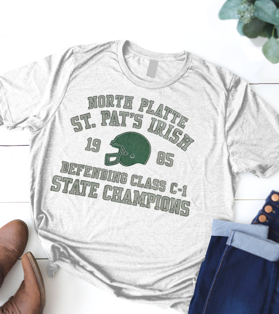 North Platte St. Pat's Irish 1985 Defending Class C-1 State Champions T-Shirt