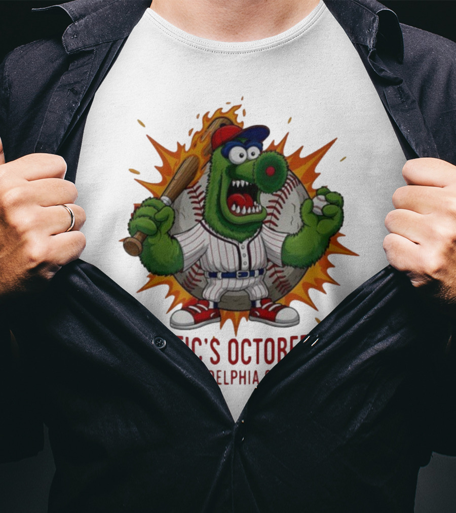 Philadelphia Phillies Baseball Phanatic's October Roar Philadelphia Chaos Mascot T-Shirt