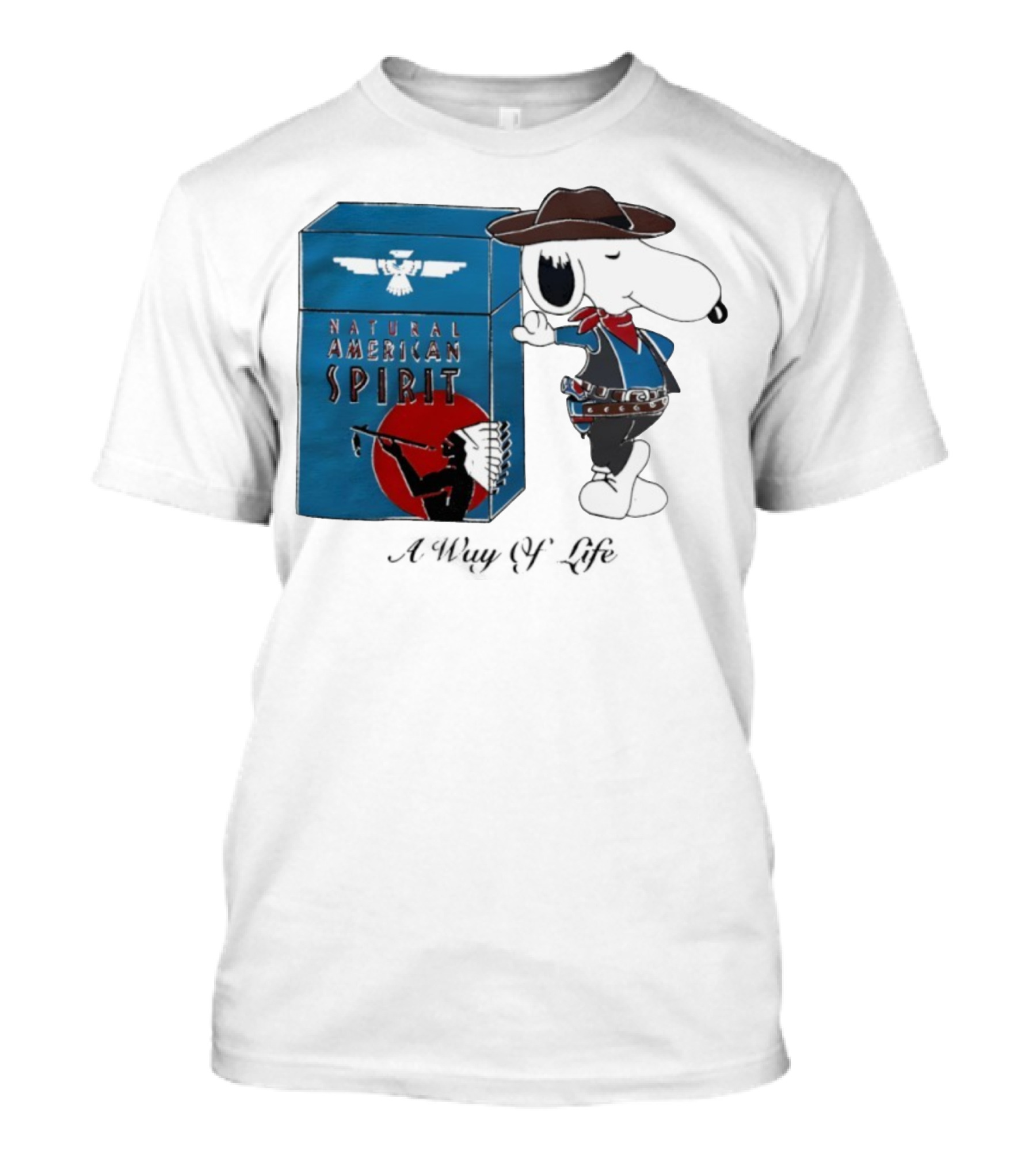 Snoopy Natural American Spirit A Way Of Life Cowboy Blue T-Shirt