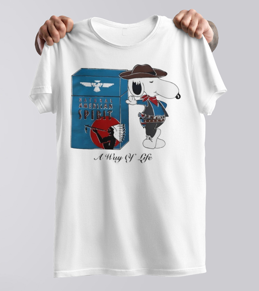 Snoopy Natural American Spirit A Way Of Life Cowboy Blue T-Shirt