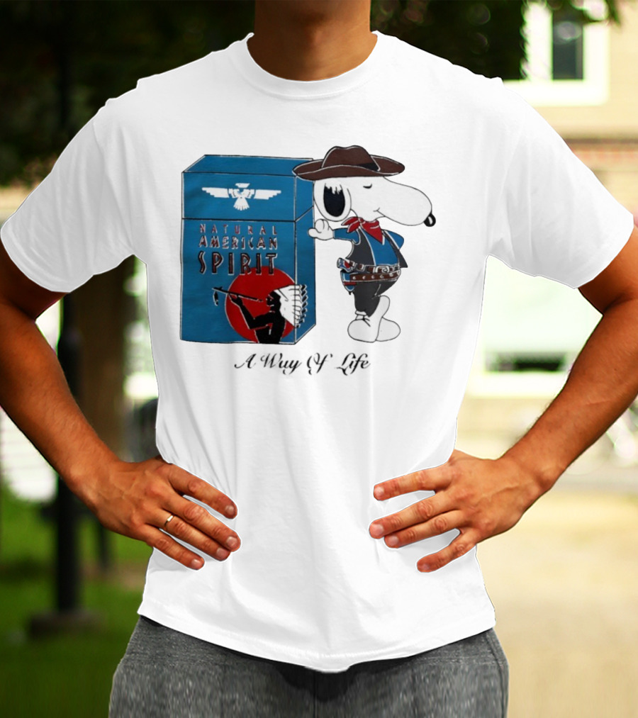 Snoopy Natural American Spirit A Way Of Life Cowboy Blue T-Shirt