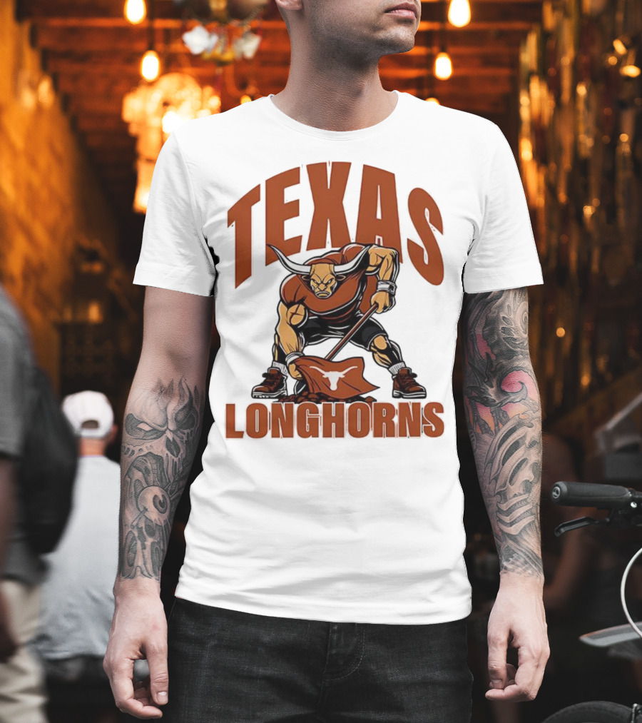 Texas Longhorns Football Youth Mascot Planting Flag T-Shirt