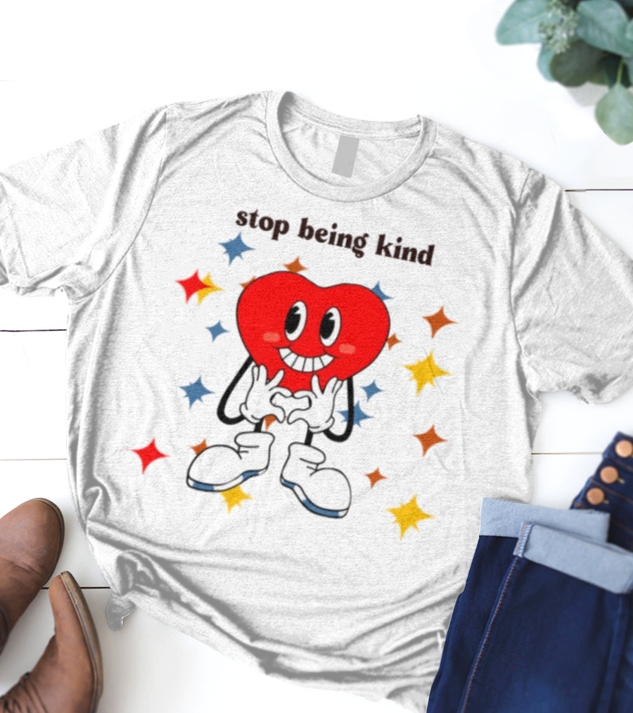Transphobic Stop Being Kind Heart Character With Colorful Stars T-Shirt