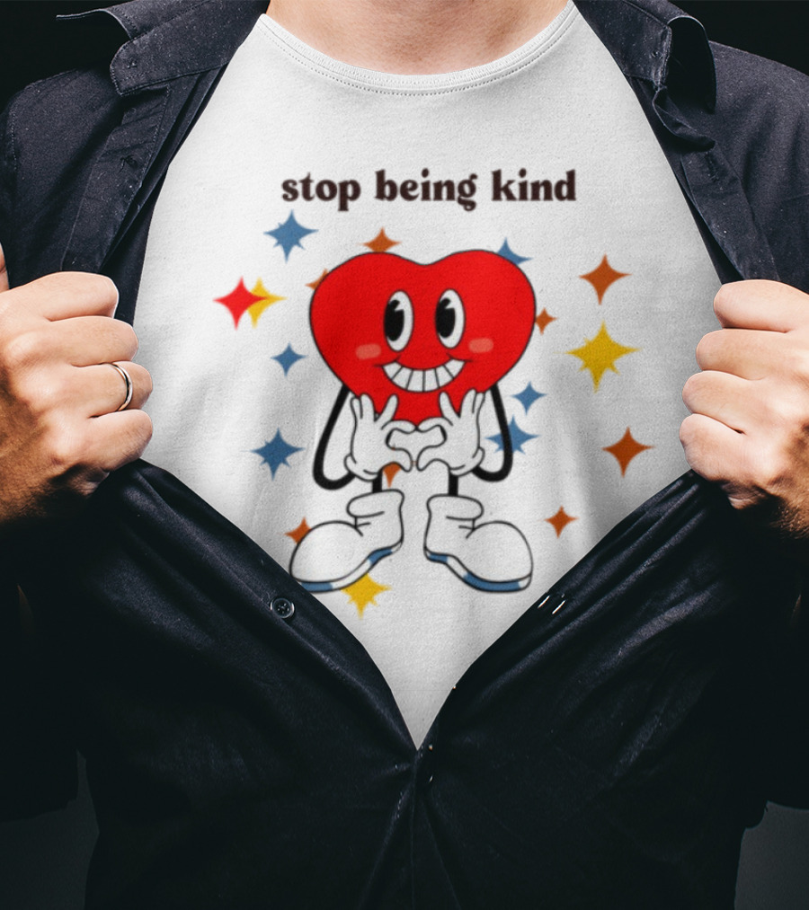 Transphobic Stop Being Kind Heart Character With Colorful Stars T-Shirt