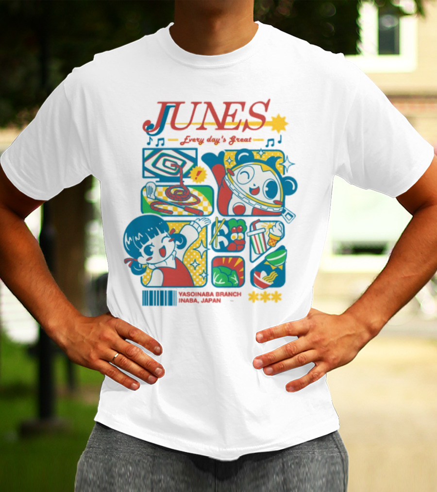 Junes Every Day's Great Persona 4 Teddie Cartoon Fun Collage T-Shirt