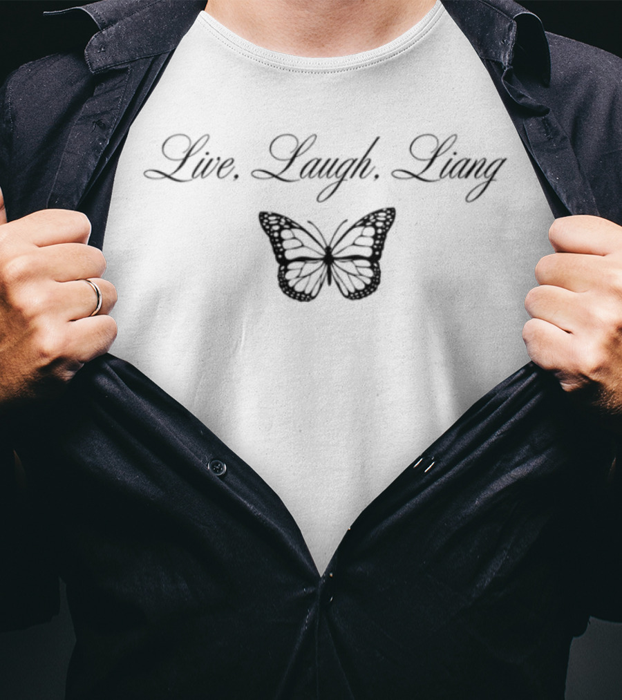 Live Laugh Liang Butterfly Motif T-Shirt