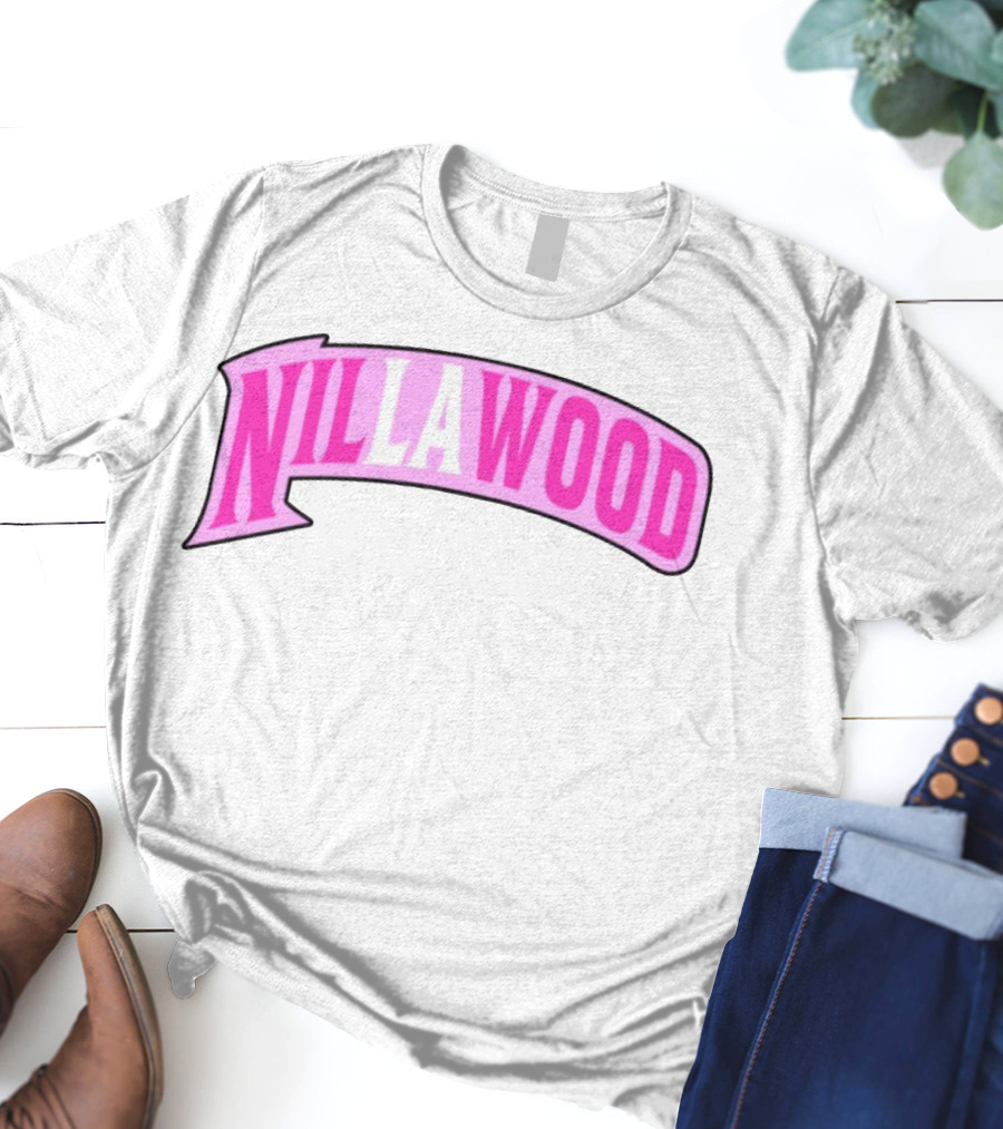 Nilla Allin Nillawood Pink Arch Text T-Shirt