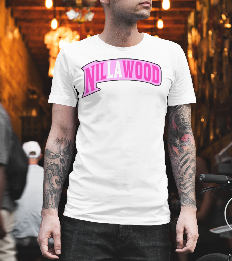 Nilla Allin Nillawood Pink Arch Text T-Shirt