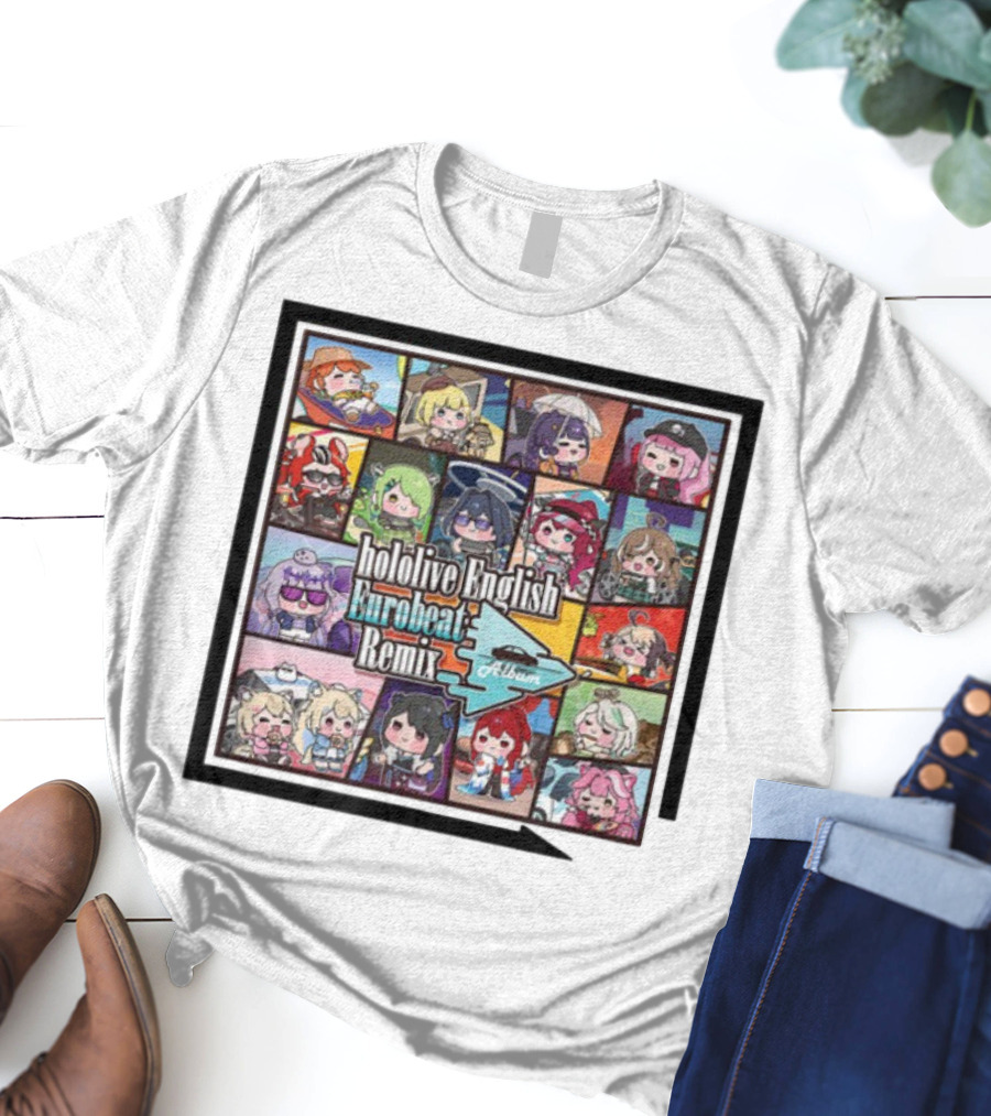 Hololive English Eurobeat Remix Album Characters Compilation T-Shirt