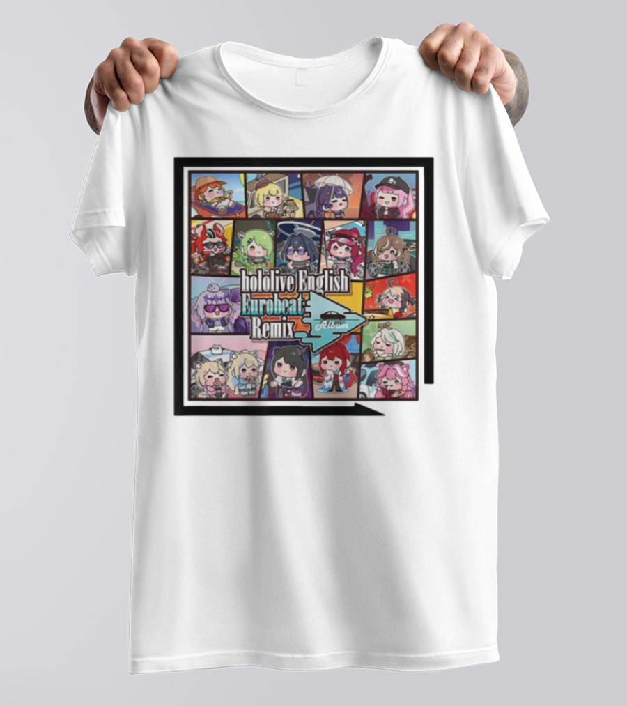 Hololive English Eurobeat Remix Album Characters Compilation T-Shirt