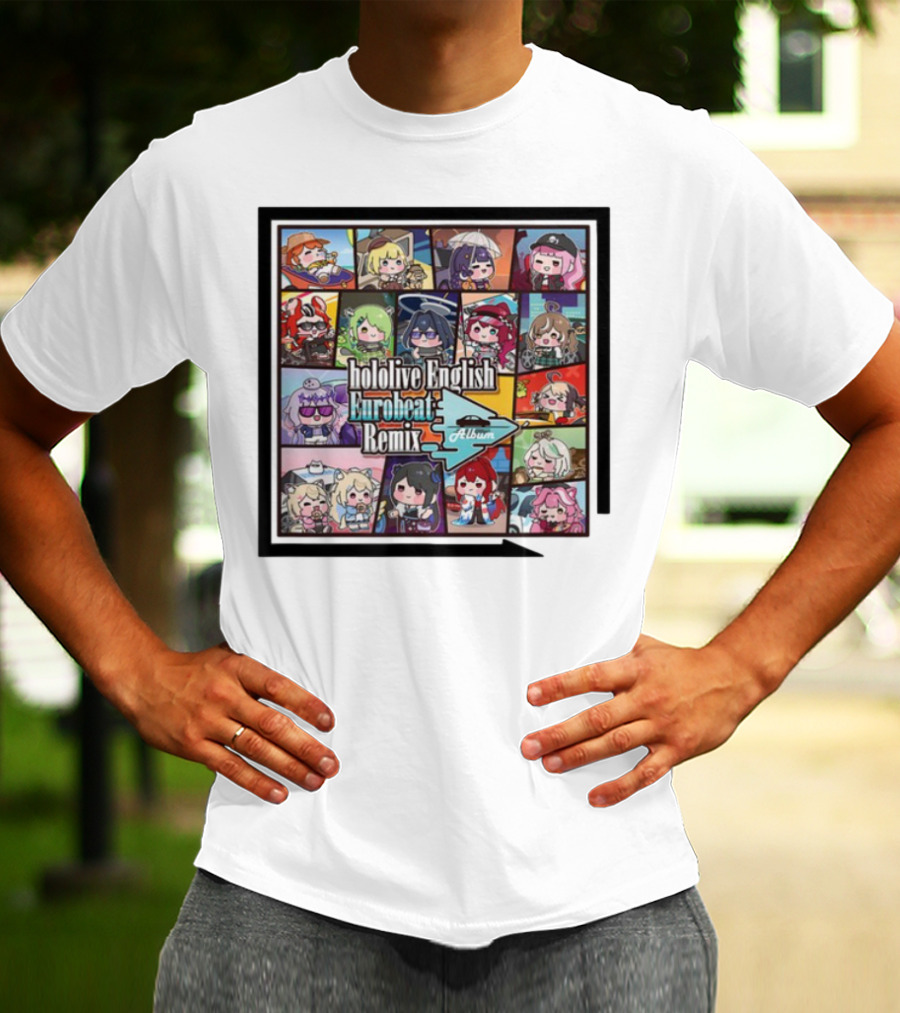 Hololive English Eurobeat Remix Album Characters Compilation T-Shirt