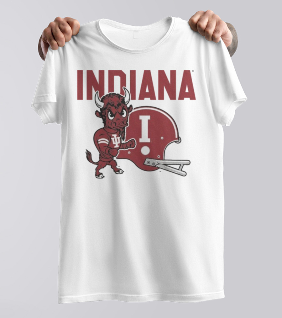 Indiana Hoosiers Bison Mascot And Football Helmet T-Shirt