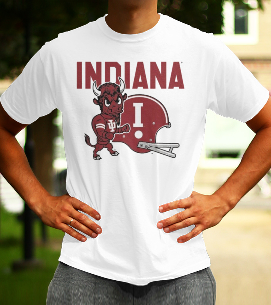 Indiana Hoosiers Bison Mascot And Football Helmet T-Shirt