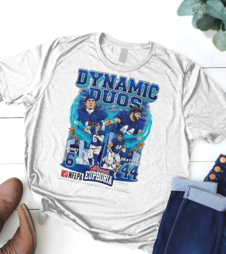 Dynamic Duos Jaxson Dart Cam Skattebo Planet Euphoria New York Giants T-Shirt