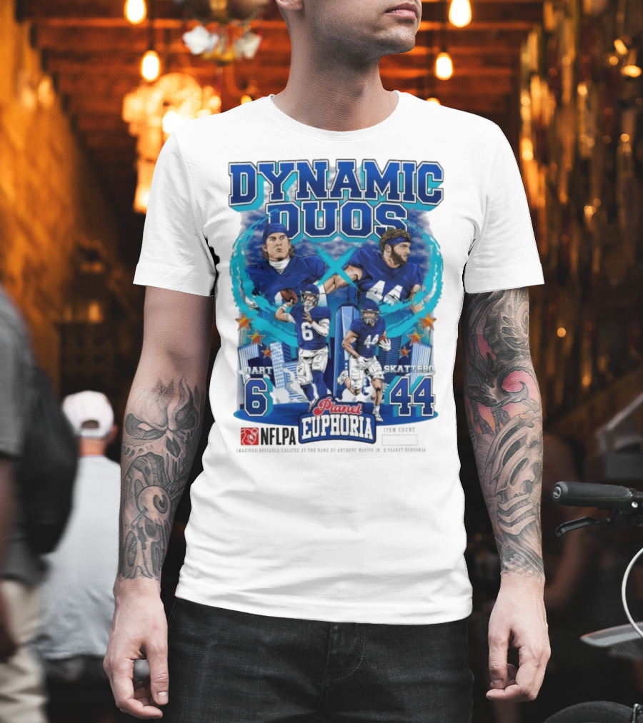 Dynamic Duos Jaxson Dart Cam Skattebo Planet Euphoria New York Giants T-Shirt