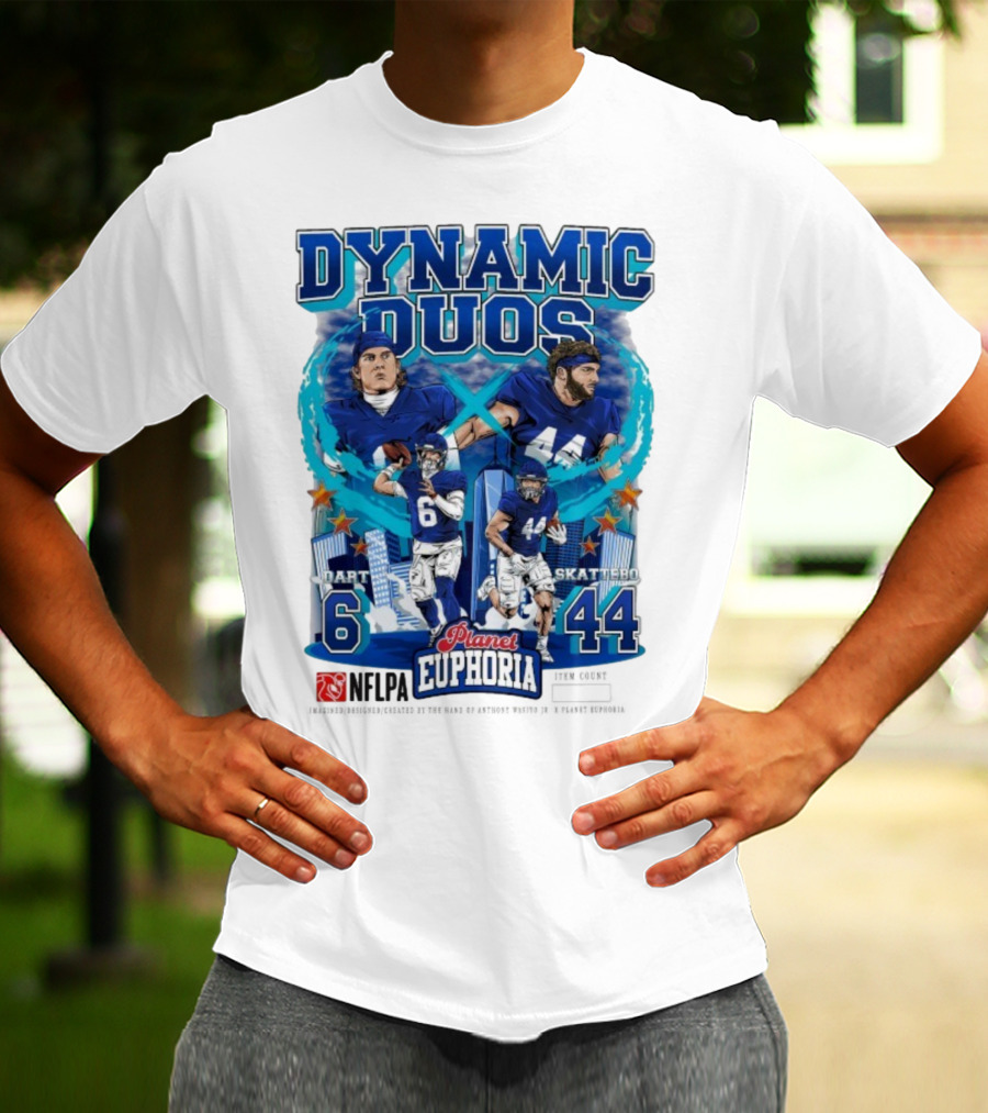 Dynamic Duos Jaxson Dart Cam Skattebo Planet Euphoria New York Giants T-Shirt