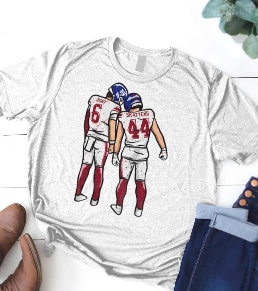 Jaxson Dart Cam Skattebo Number 6 44 New York Football Players Pose NFL Inspired T-Shirt
