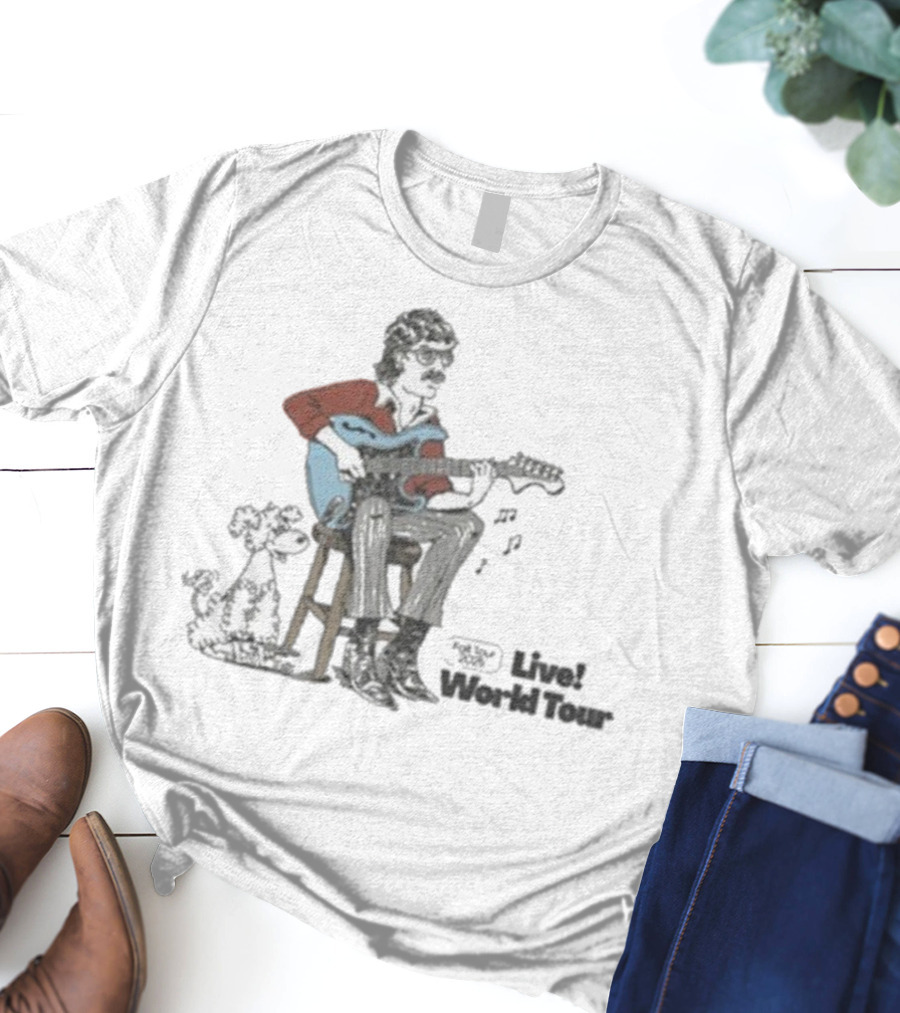 Johnny 54 Ultra Live World Tour Concert Fall 2025 Dog Cartoon Guitar Player T-Shirt