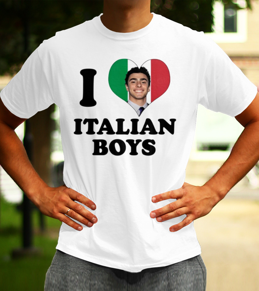 Luici Mangione I Love Italian Boys Heart Italy Flag T-Shirt