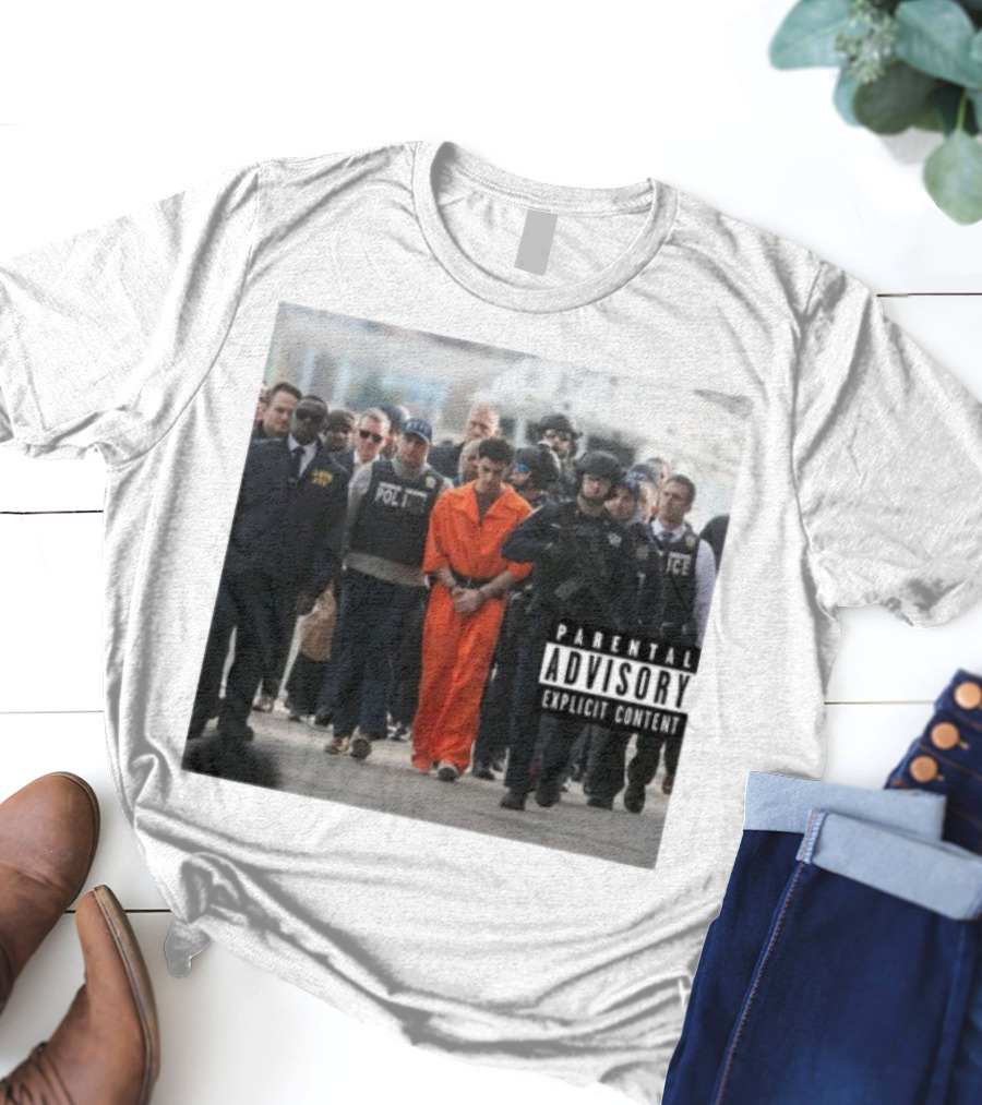 Luigi Mangione Helicopter Arrival With Police Explicit Content T-Shirt
