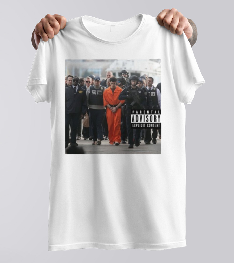 Luigi Mangione Helicopter Arrival With Police Explicit Content T-Shirt