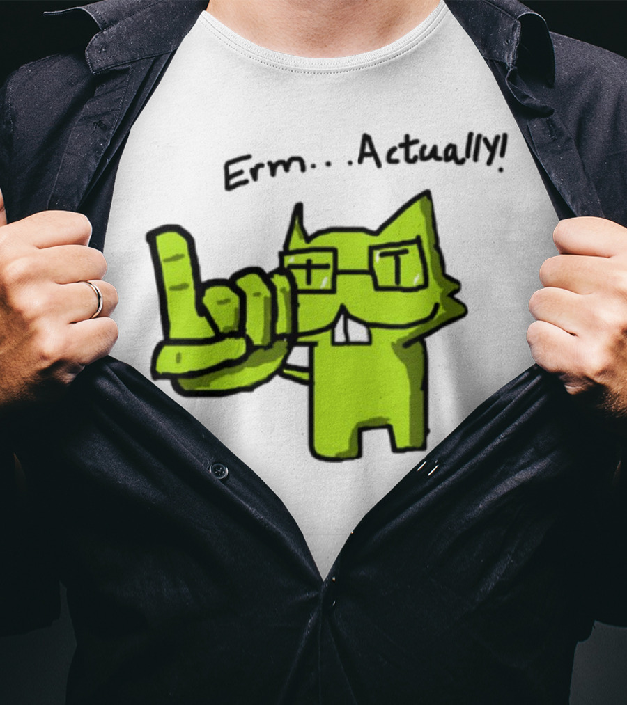 Errr... Actually Nerd Pixel Cat T-Shirt