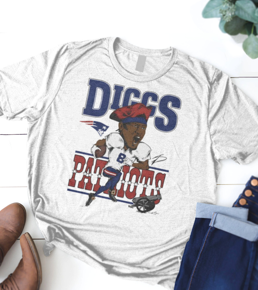 New England Patriots Diggs Signature Football Art T-Shirt