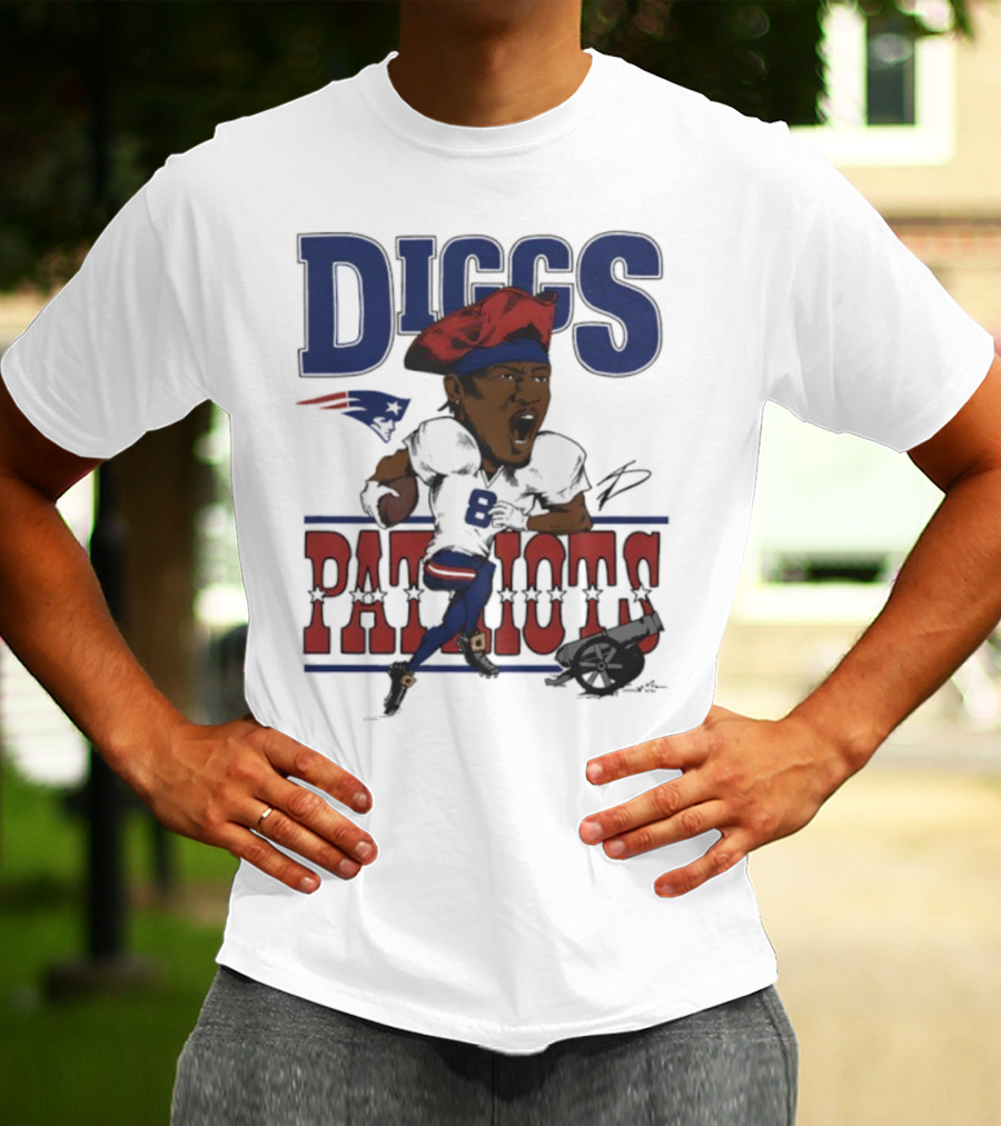 New England Patriots Diggs Signature Football Art T-Shirt
