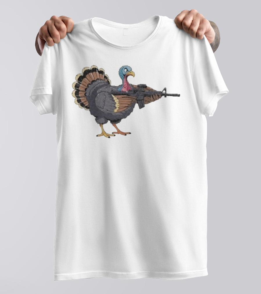 Triggered Turkey With Rifle Weapon T-Shirt