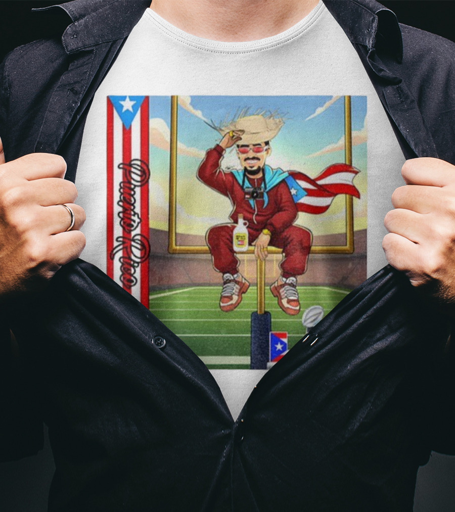 Bad Bunny Boricua Pride NFL Super Bowl LIX Football T-Shirt