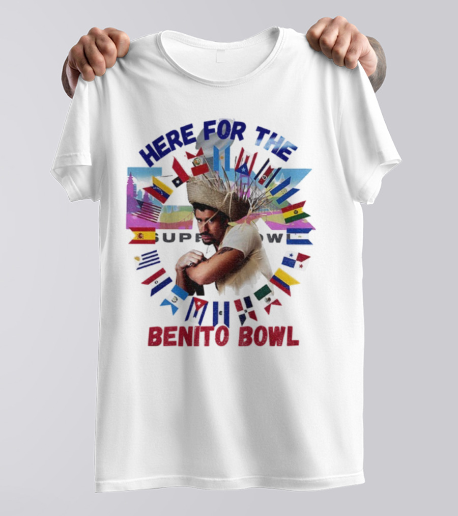 Here For The Benito Bowl Super Bowl Flag Circle T-Shirt